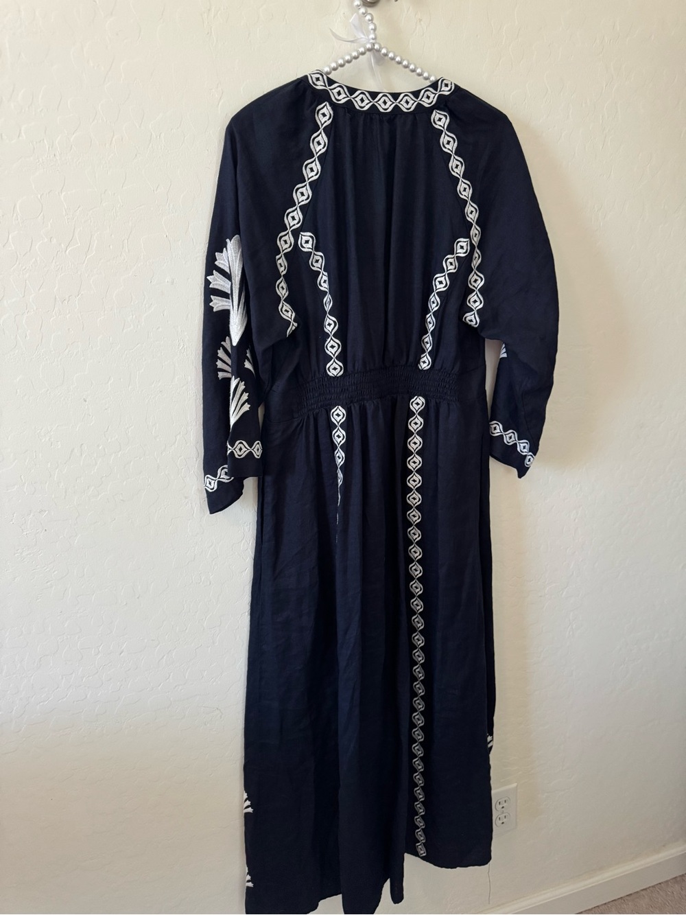 Boden Navy Maxi Dress with White Embroidery - Picture 5 of 9